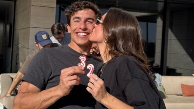 Marc Márquez y su novia Gemma Pinto, de celebración