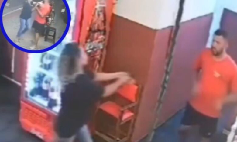 Mujer va al trabajo de su expareja a asesinarlo pero él la termina baleando | VIDEO