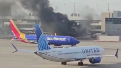 Avión de American Airlines se incendia en aeropuerto de Denver | VIDEO