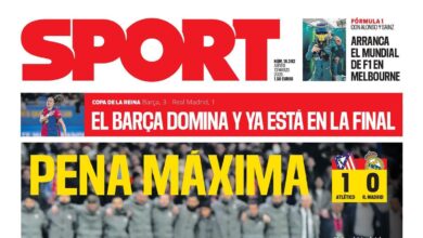 Esta es la portada de SPORT de hoy jueves, 13 de marzo de 2025